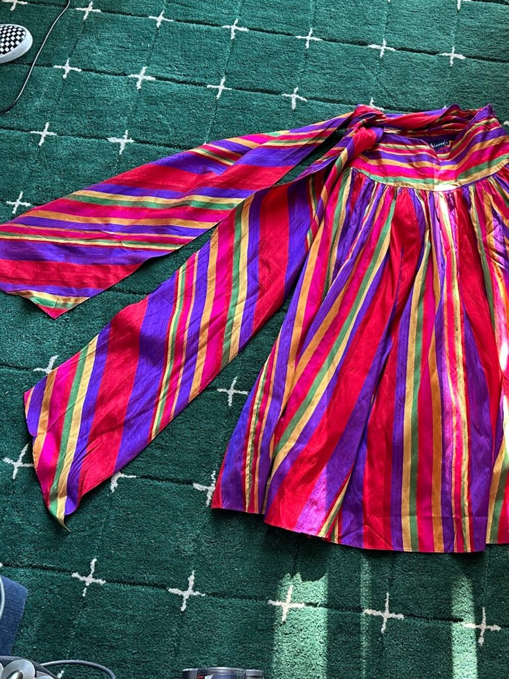 Ralph Lauren Vintage Silk Multicolor Striped Maxi Skirt 8 - Picture 8 of 13